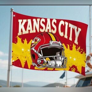 Kansas City Chiefs Football Flag 5ft x 3ft with Metal Grommets- Brand New